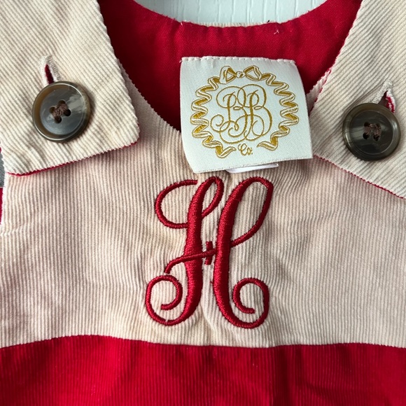 The Beaufort Bonnet Company "H" 0 to 6 months Corduroy Red Tan Jumper - Picture 4 of 5